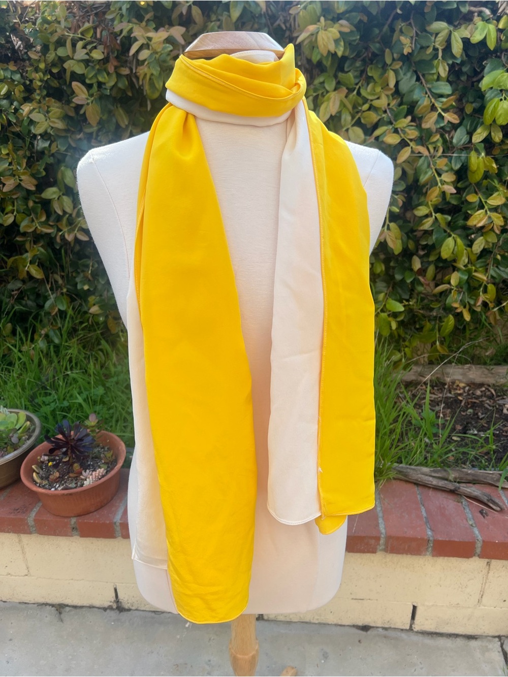 Bright Yellow Two-Tone silk Scarf
